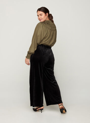 Velour bukser med vidde, Black, Model image number 0