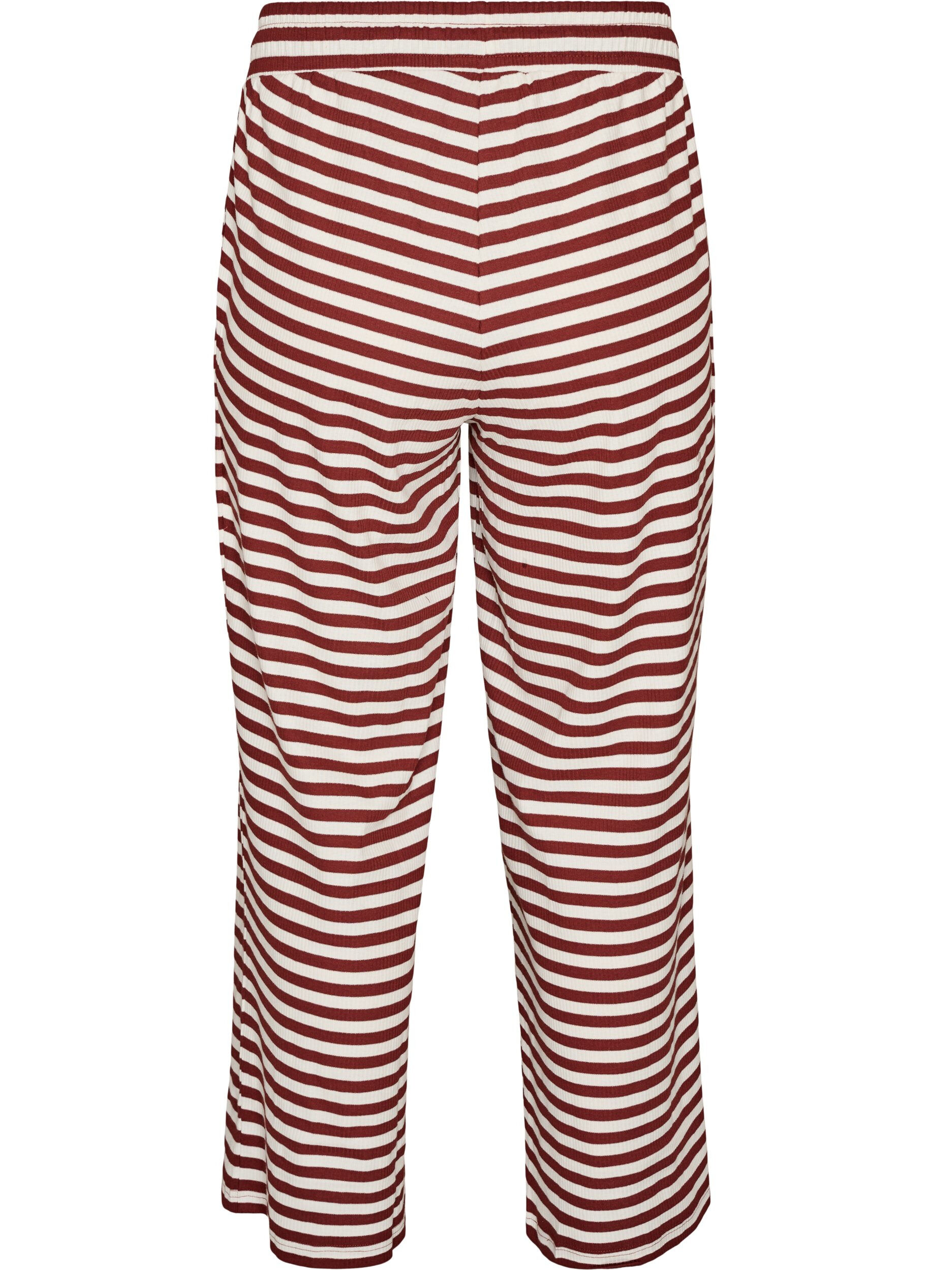 ZizziStribede natbukser med h&oslash;j talje og brede ben, R&oslash;d, Packshot image number 1