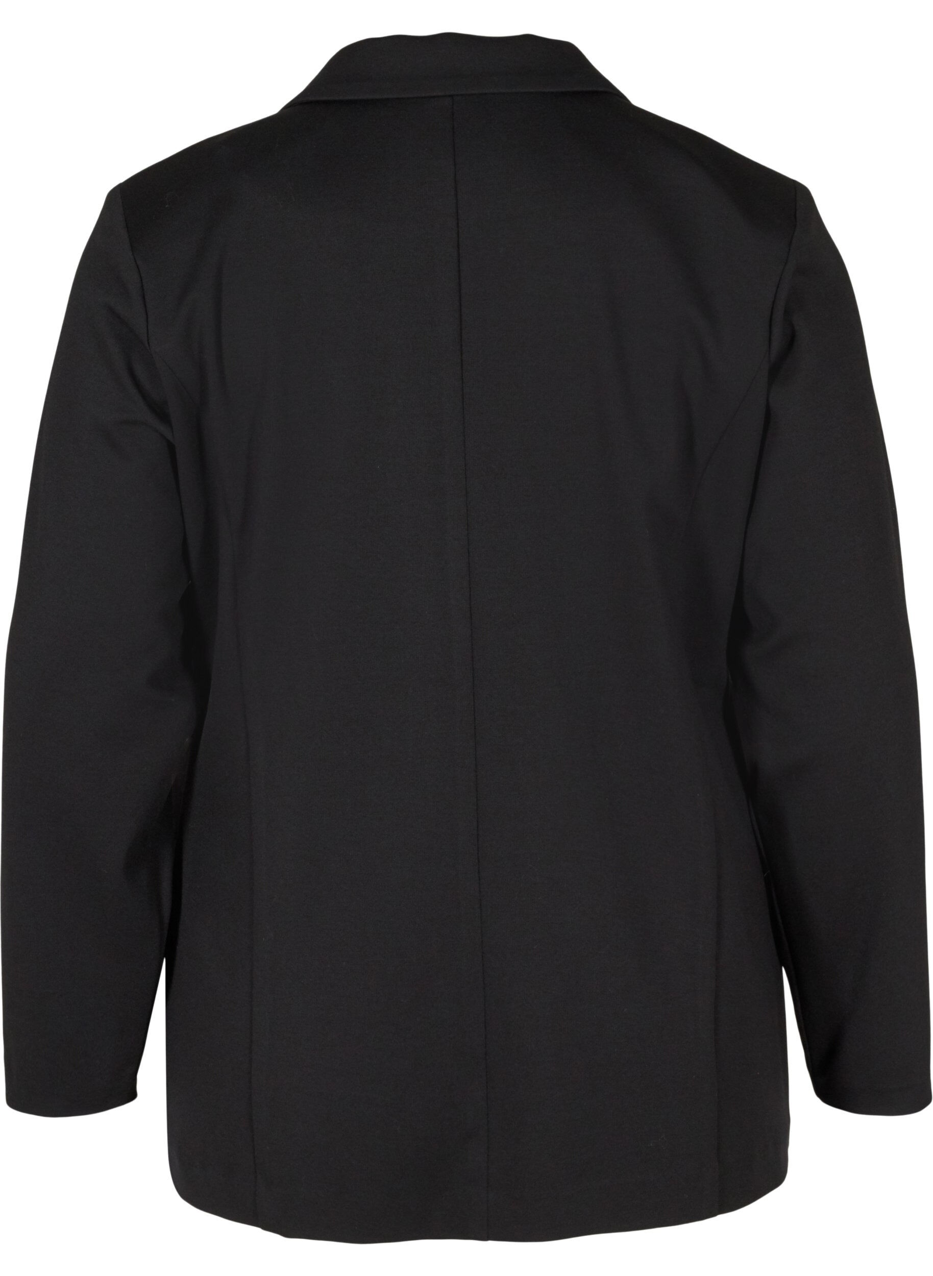 Zizzi Enkel blazer med knaplukning, Black, Packshot image number 1