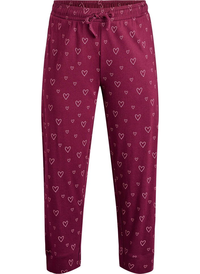 Pyjamasbukser i bomuld med høj talje, Mørk Bordeaux, Packshot