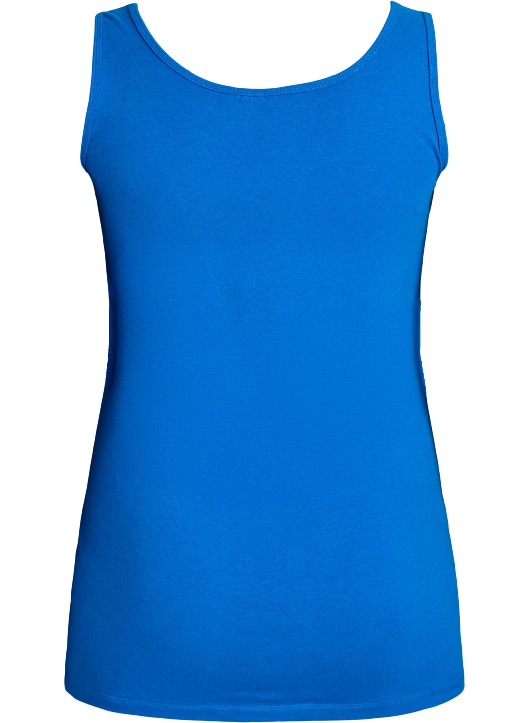 ZizziEnsfarvet basis top i bomuld, Bl&aring;, Packshot image number 1