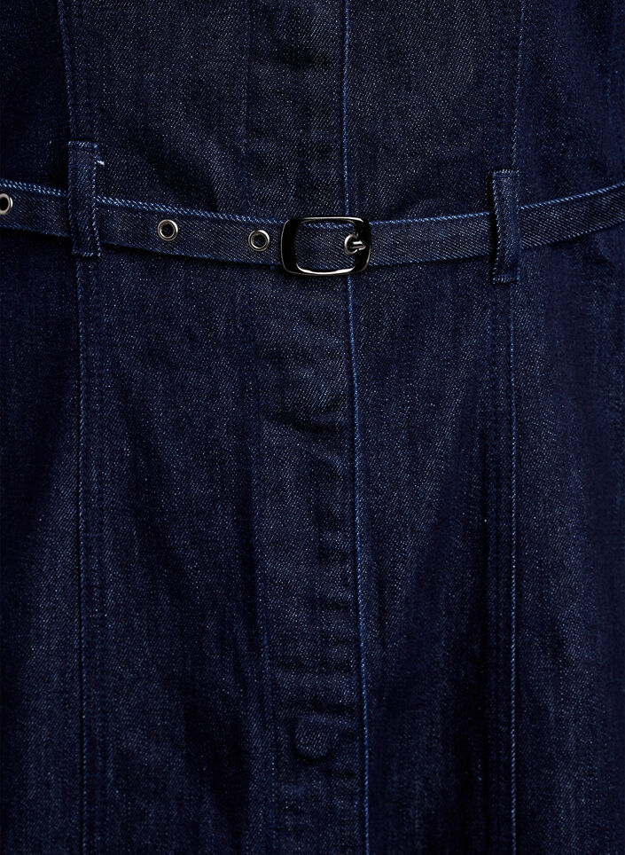 Denimkjole med b&aelig;lte og 3/4-&aelig;rmer, Bl&aring;, Packshot image number 3