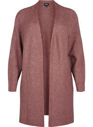 FLASH - Ribstrikket cardigan med slidser, Rose Brown Melange