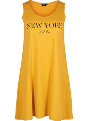 Ærmeløs bomulds kjole med a-shape, Mineral Yellow NY, Packshot image number 0
