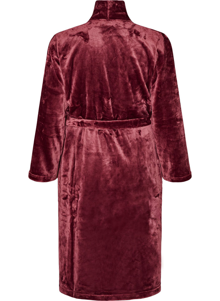 Morgenk&aring;be i bl&oslash;d velour med lommer, R&oslash;d, Packshot image number 1