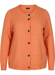 Kort strik cardigan med kontrastfarvede knapper, Mandarin Orange Mel