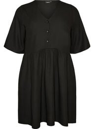 Kjole med ribbet struktur og empire sk&aelig;ring, Sort