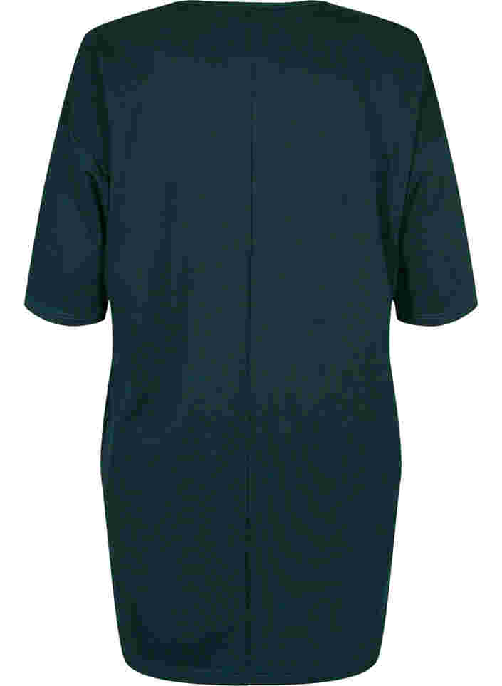 Meleret kjole med 3/4 ærmer og v-udskæring, Ponderosa Mel., Packshot image number 1