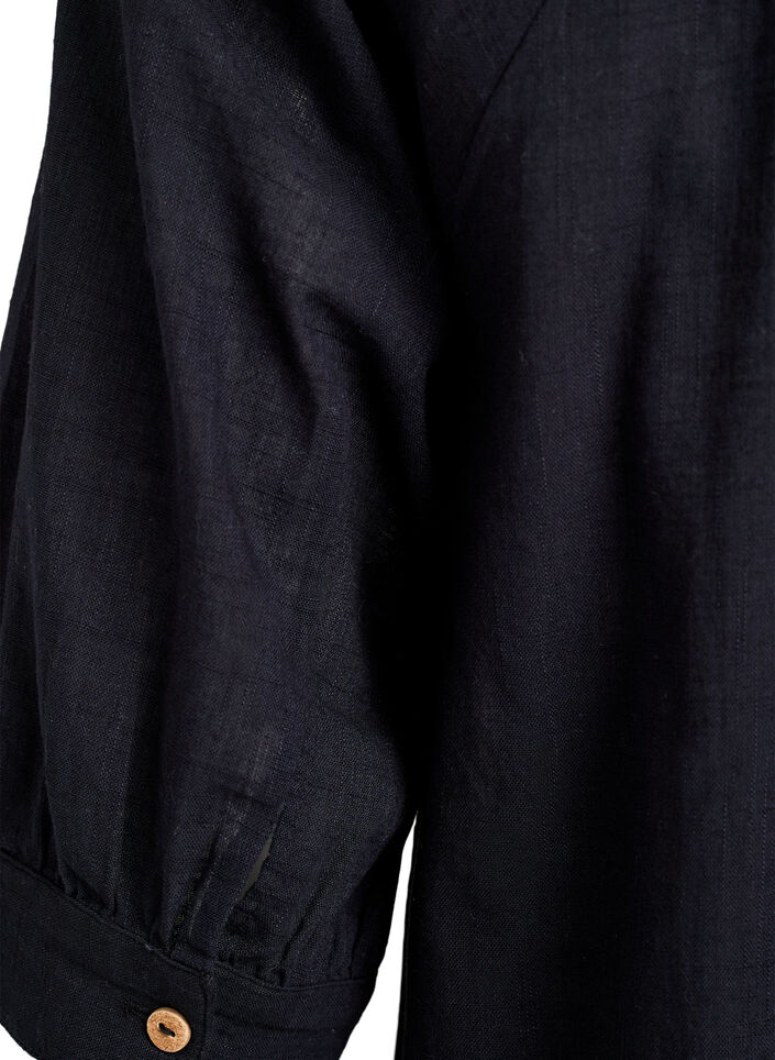 Tunika i bomuld med V-udsk&aelig;ring, Sort, Packshot image number 3