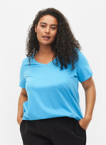 2-pak basis t-shirt i bomuld, Bonnie Blue/Black, Model image number 0