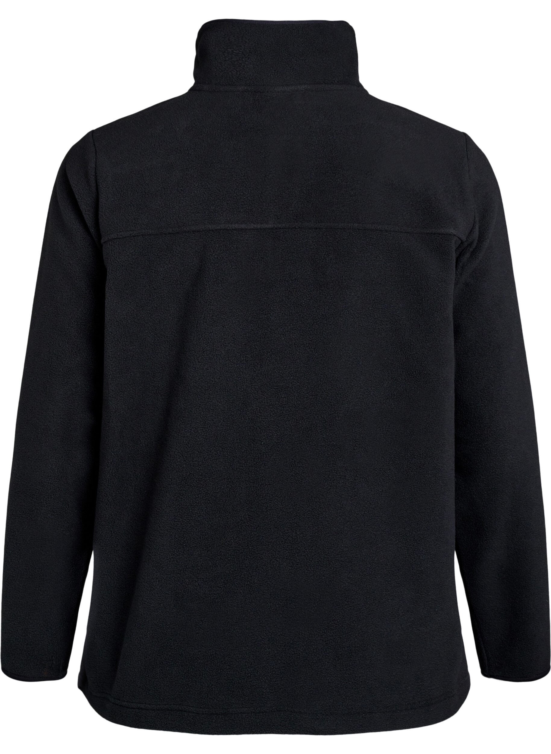 ZizziFleece jakke med lommer, Sort, Packshot image number 1