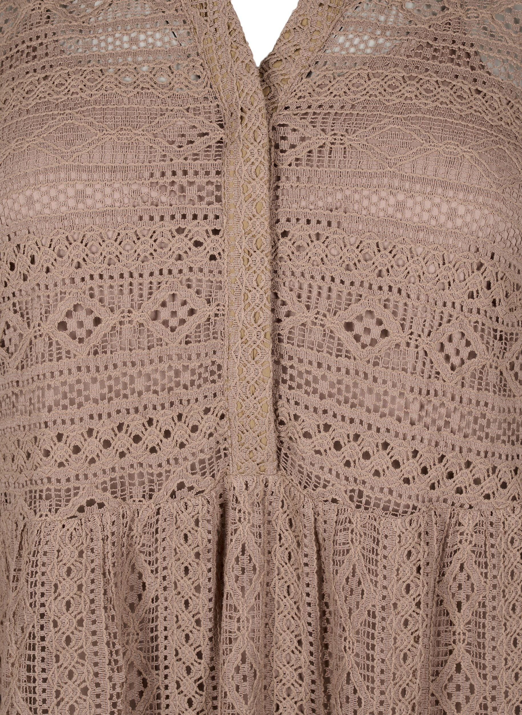 Zizzi Kort blondekjole med 3/4 &aelig;rmer, Fossil , Packshot image number 2