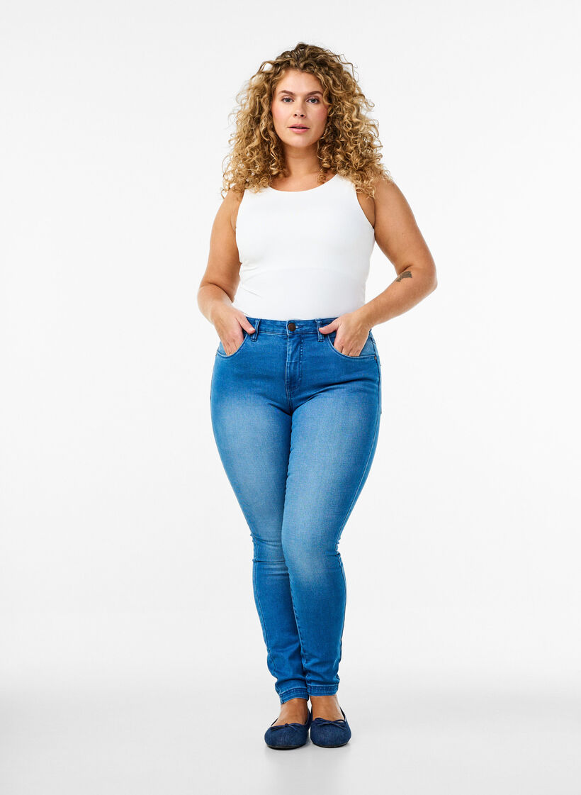 Super slim Amy jeans med h&oslash;j talje, Light blue, Model image number 0