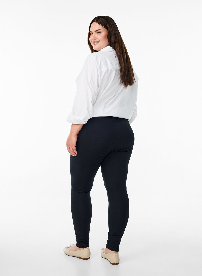 Leggings i bomuld med foer, Sort, Model image number 2