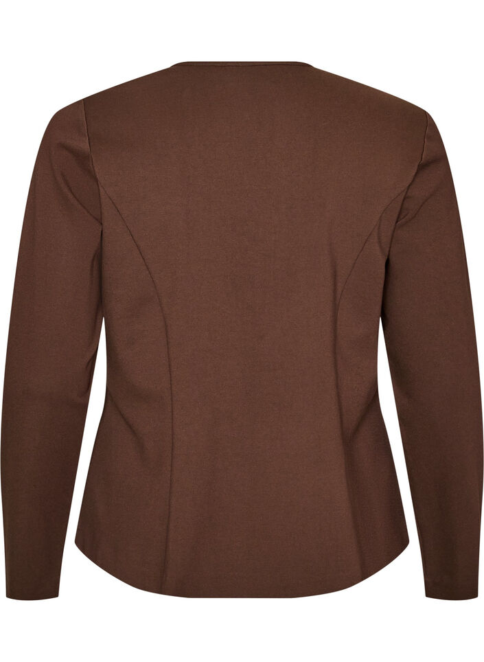 Figursyet jerseycardigan med dekorative knapper, Brun, Packshot image number 1