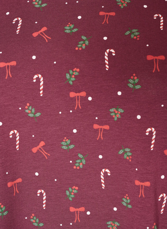 Natbluse med print, M&oslash;rk Bordeaux, Packshot image number 2