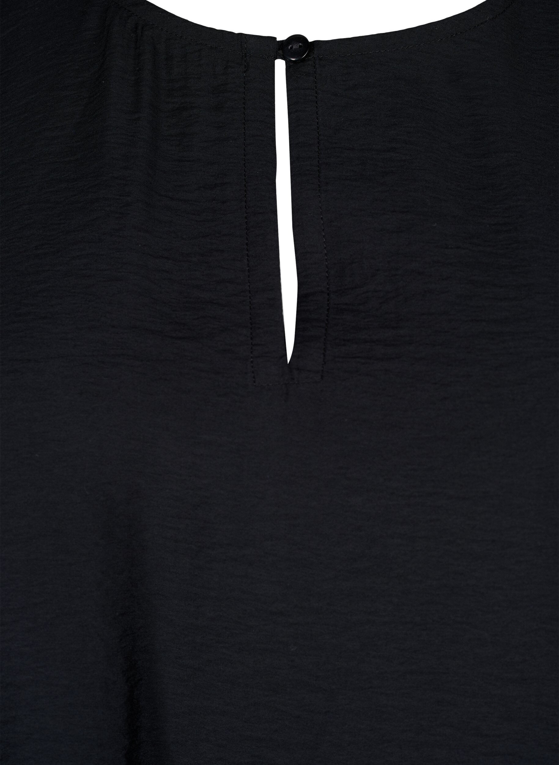 Zizzi Kort&aelig;rmet bluse i viskose, Black, Packshot image number 2