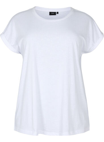 Kortærmet t-shirt i bomuldsblanding, Bright White, Packshot image number 0