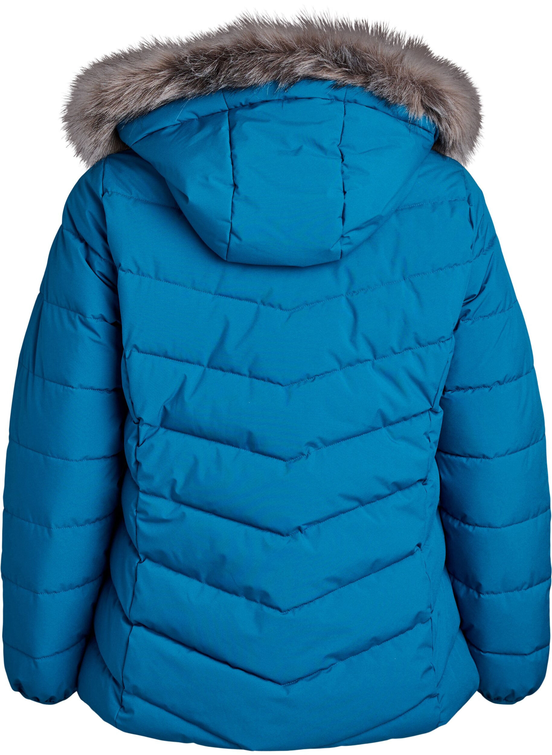 ZizziKort pufferjakke med h&aelig;tte, Bl&aring;, Packshot image number 1