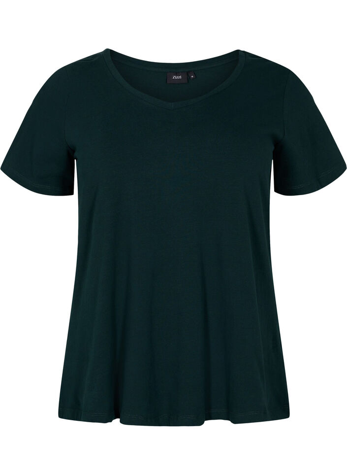 Ensfarvet basis t-shirt i bomuld, Gr&oslash;n, Packshot image number 0