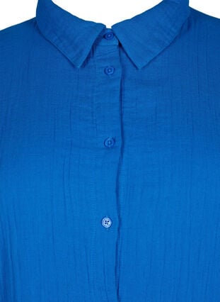 Skjorte med krave i bomuldsmusselin, Victoria blue, Packshot image number 2