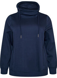 Sweatshirt med h&oslash;j krave og lommer, Bl&aring;