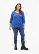 Bomuldsbluse med 3/4 ærmer, Galaxy Blue, Model image number 2