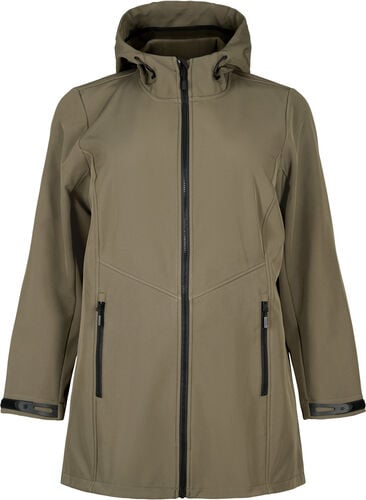 Kort softshell jakke med lommer, Bungee Cord , Packshot image number 0