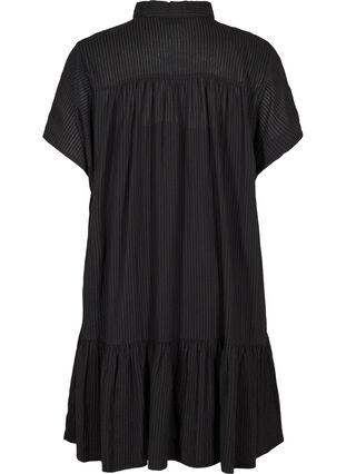 Stribet kjole i bomuldsmix, Black, Packshot image number 1