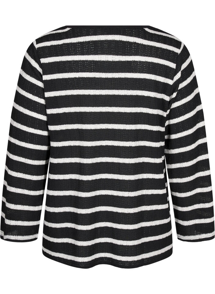 Cardigan med bindebånd, Black White stripe, Packshot image number 1