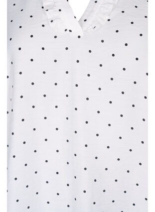 Prikket bluse med 3/4 ærmer i viskosekvalitet, White Dot, Packshot image number 2