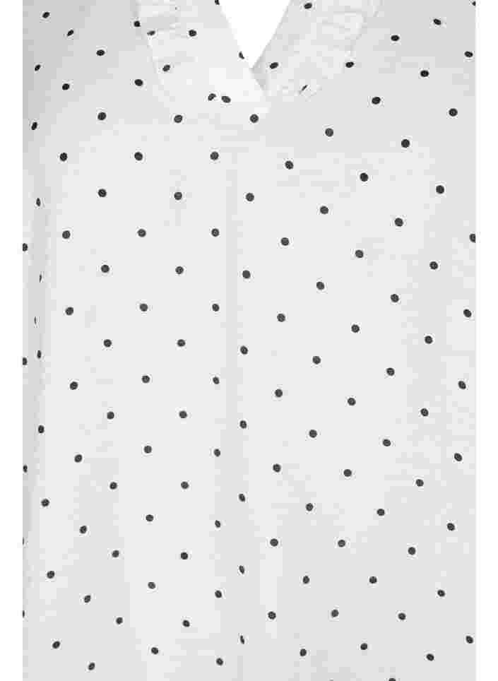 Prikket bluse med 3/4 ærmer i viskosekvalitet, White Dot, Packshot image number 2