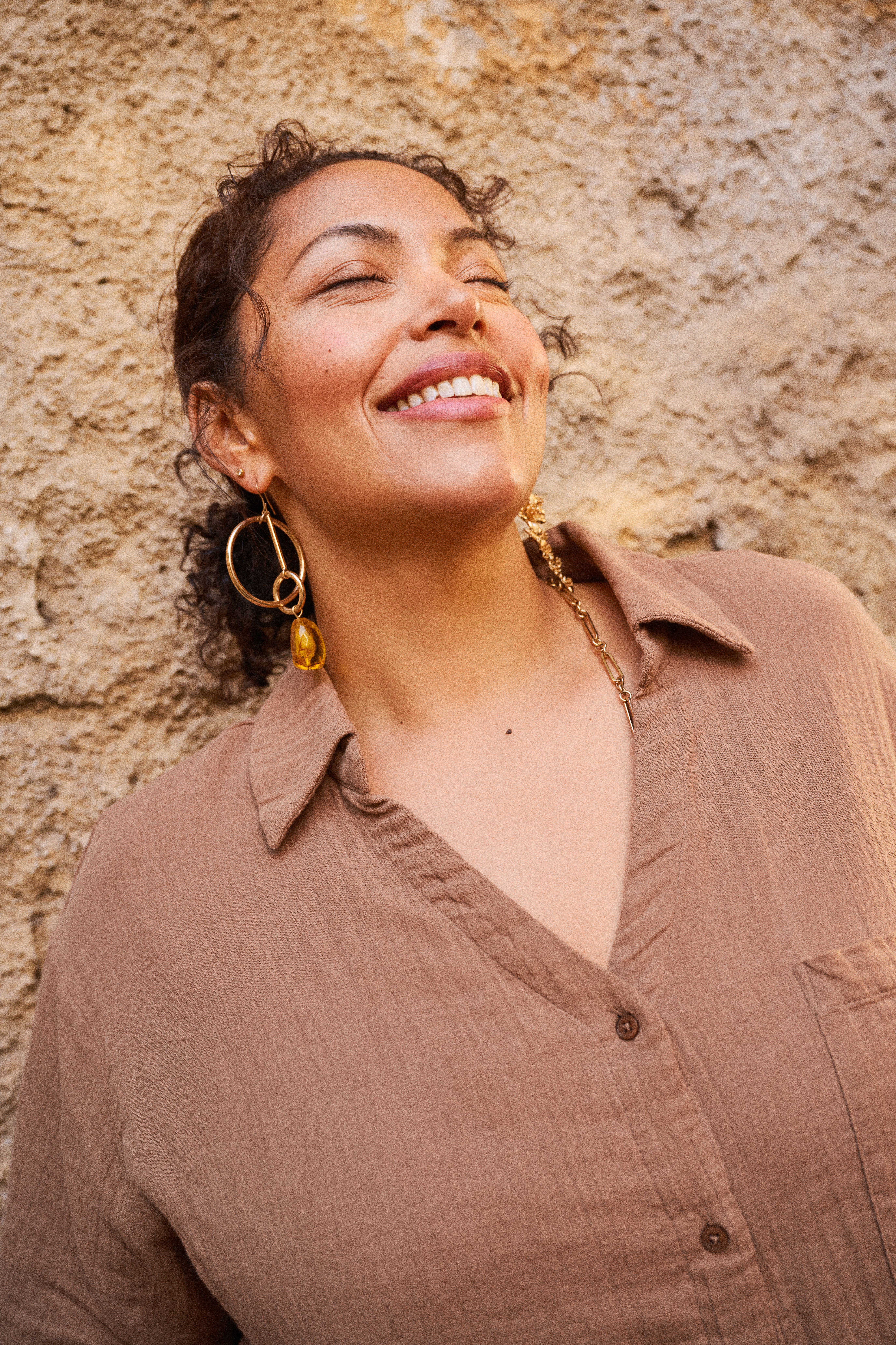 Zizzi Brunt s&aelig;t i bomuldsmusselin, , Model