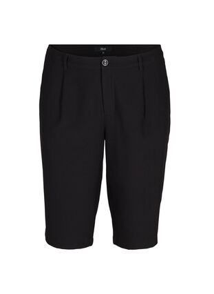 Ensfarvede bermuda shorts, Black, Packshot image number 0