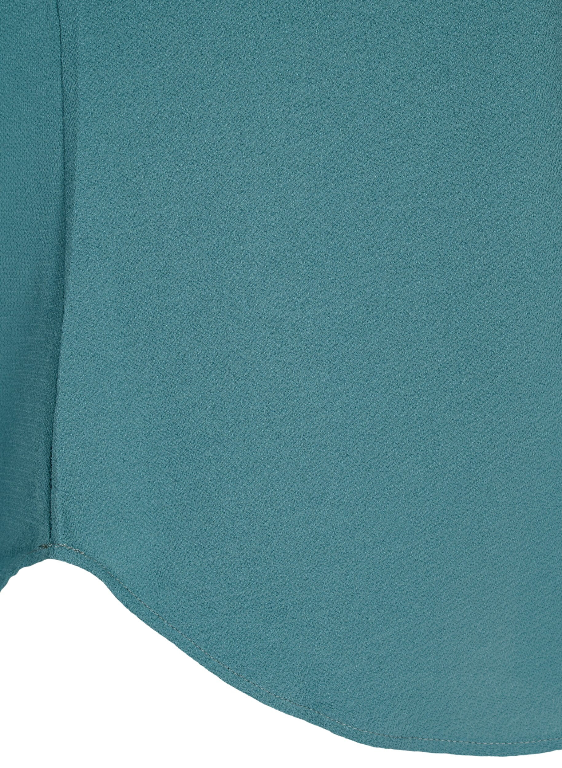 ZizziBluse med korte &aelig;rmer og rund halsudsk&aelig;ring, Gr&oslash;n, Packshot image number 3
