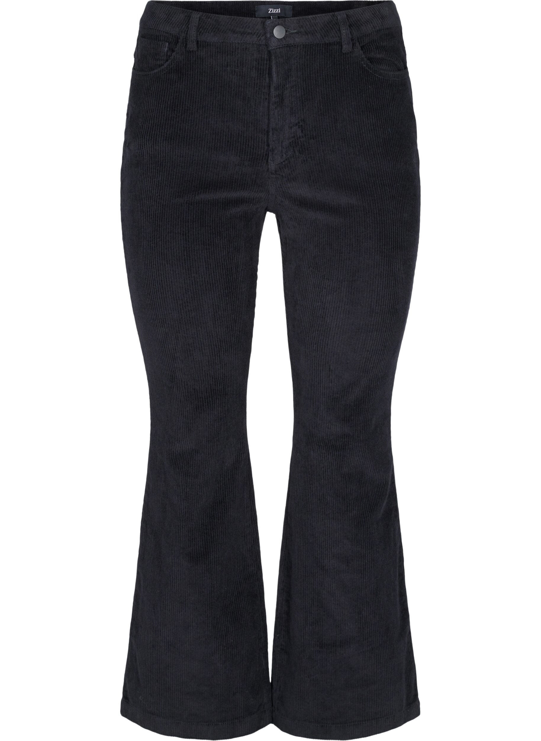 Zizzi Fl&oslash;jlsbukser med bootcut, Black, Packshot image number 0