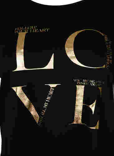 Kortærmet bomulds t-shirt med tryk, Black Love, Packshot image number 2