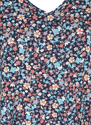Bluse med korte ærmer, FLOWER MARK PRINT, Packshot image number 2