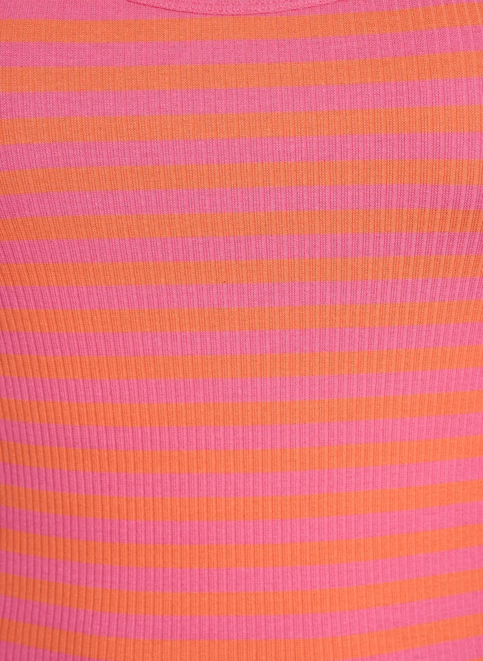 Stribet tanktop med ribstruktur, Orange, Packshot image number 2