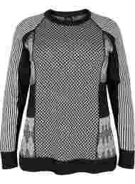 Mønstret skiundertrøje med uld, Medium Grey Comb