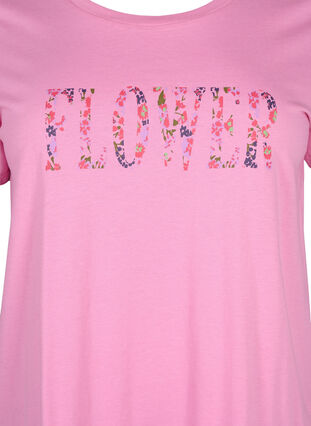 Bomulds t-shirt med tekstprint, Rosebloom w. Flower, Packshot image number 2