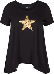 Kortærmet bomulds t-shirt med a-form, Black STAR
