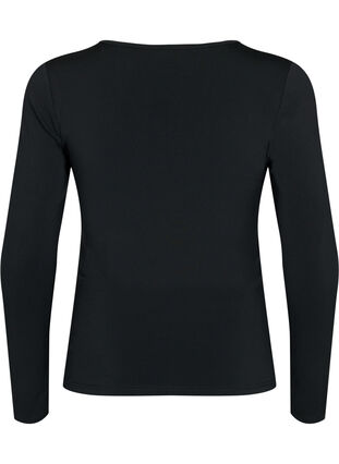 Bluse med v-hals og draperinger, Black, Packshot image number 1