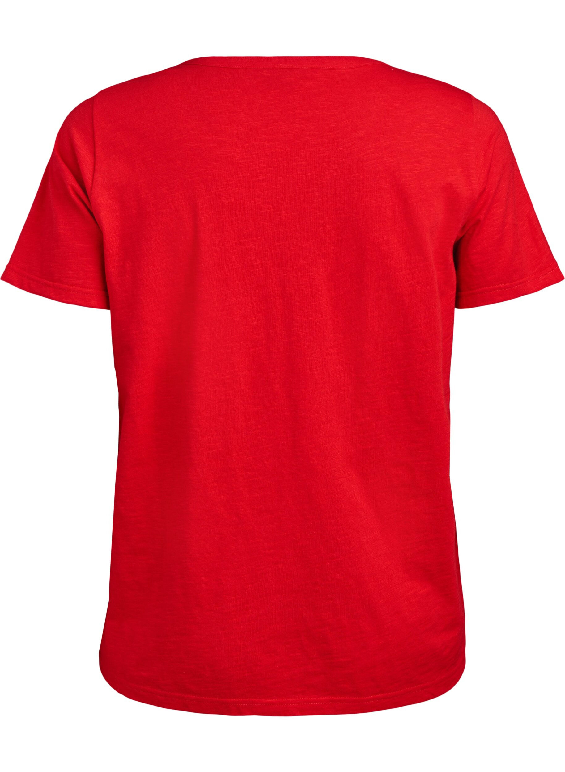 ZizziT-shirt med knapdetalje, R&oslash;d, Packshot image number 1