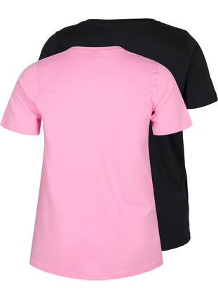 2-pak basis t-shirt i bomuld, Rosebloom / Black, Packshot image number 1