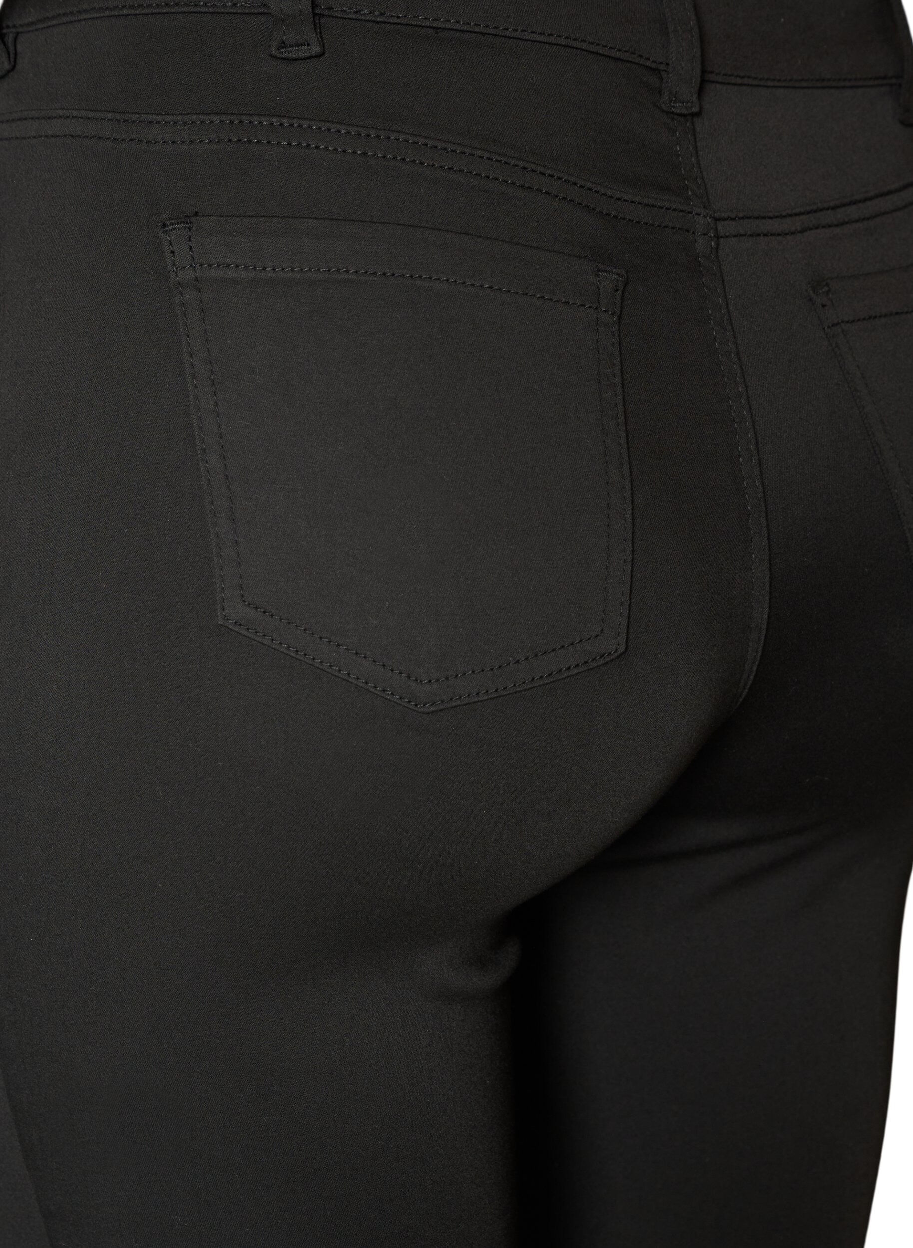 ZizziEmily Stay Black jeans med regul&aelig;r taljeh&oslash;jde, Sort, Packshot image number 3