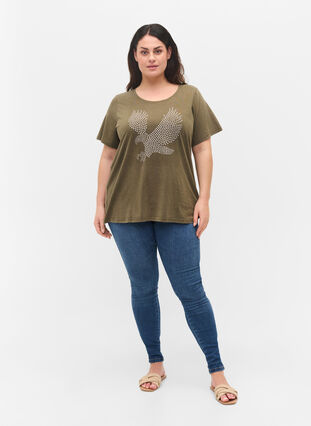 Bomulds t-shirt med acid wash og sten , Ivy Green Wash, Model image number 2