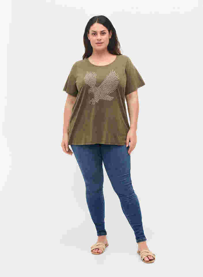 Bomulds t-shirt med acid wash og sten , Ivy Green Wash, Model image number 2