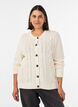 Cardigan med kabelstrikket m&oslash;nster, Vanilla, Model image number 0