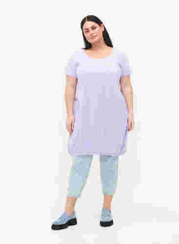 Kortærmet kjole i bomuld, Lavender, Model image number 2